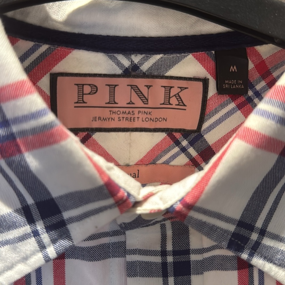 THOMAS PINK  Men's Plaid Shirt - Red and Blue